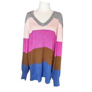 Lane Bryant Multicolor V-Neck Sweater